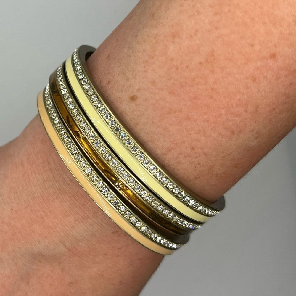 *3/$20* Set of 3 Lia Sophia gold tone enamel and rhinestone bangle bracelets